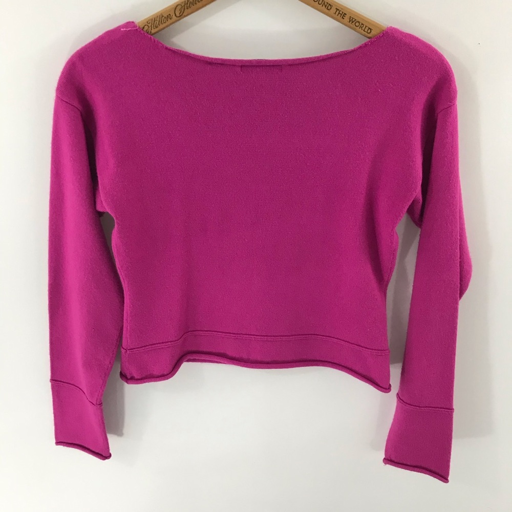 (Sold) Q&A Womens Midriff Cropped Pink Sweater - Picture 5 of 6